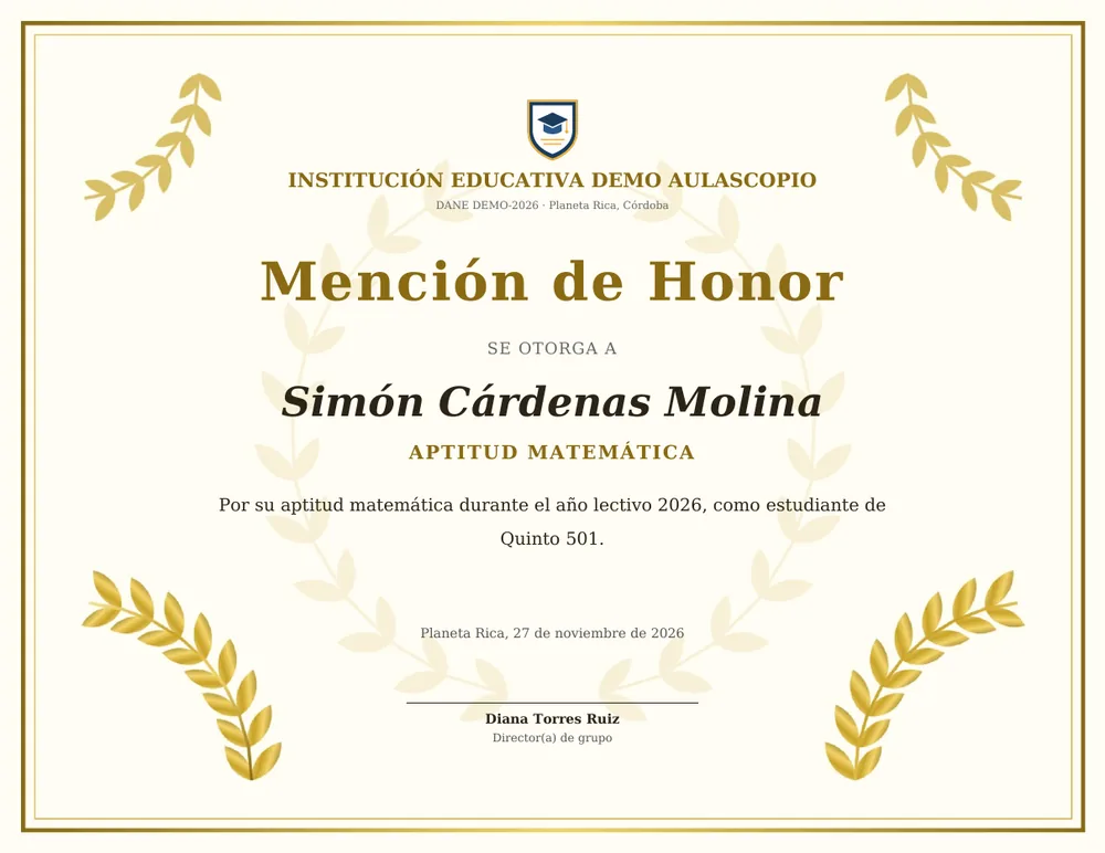 La mención, lista para entregar — pantalla de Aulascopio